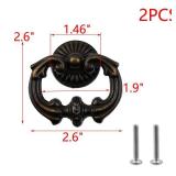 MY MIRONEY 2 Pack Vintage Cabinet Handles, Oil Rubbed Bronze Ring Drawer Pulls, Zinc Alloy Hardware Knobs with Screws for Kitchen, Dresser, Cabinet - Retail: $15