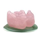 Jovivi Natural Rose Quartz Mandarin Ducks Feng Shui Crystal Love Birds on Lotus Leaf Figurine for Love and Romance - (Male and Female) - Valentines Day Gifts - Retail: $22