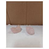 Jovivi Natural Rose Quartz Mandarin Ducks Feng Shui Crystal Love Birds on Lotus Leaf Figurine for Love and Romance - (Male and Female) - Valentines Day Gifts - Retail: $22