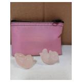 Jovivi Natural Rose Quartz Mandarin Ducks Feng Shui Crystal Love Birds on Lotus Leaf Figurine for Love and Romance - (Male and Female) - Valentines Day Gifts - Retail: $22