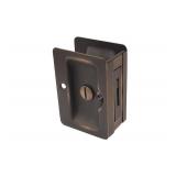 QCAA Premium Quality Solid Brass Rectangular Pocket Sliding Door Pull, Privacy Lock, 3-1/4