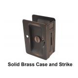 QCAA Premium Quality Solid Brass Rectangular Pocket Sliding Door Pull, Privacy Lock, 3-1/4