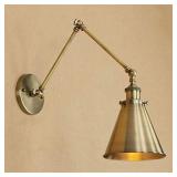 LITFAD Adjustable Brass Finish 1 Light Wall Sconce 7" Industrial Swing Arm Wall Lamp Mounted Lighting Fixture with Cone Shade Rotatable Brass arm Sconce for Living Room Bedside Hallway Foyer - Retail: