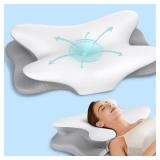 Cervical Neck Pillow for Pain Relief - Ergonomic Side Sleeper Pillow for Neck Support, Contour Pillow for Bed Sleeping, Cooling Memory Foam Pillows Orthopedic Pillow for Back Stomach Sleepers - Retail