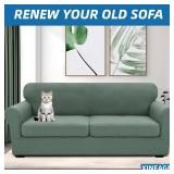 XINEAGE New 3 Pieces Couch Covers for 2 Extra Large Cushion Sofa Super Stretch Sofa Cover for 2 Large Seat Universal Loveseat Slip Cover for Living Room (Pea Green), 71"-91"(2 Cushions) - Retail: $56