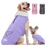 IBuddy Dog Winter Coat for X-Large Dogs, Easy on Dog Snow Fleece Coat Velcro Waterproof Pet Puffer Jacket with Harness Hole Adjustable Reflective Quilted Pet Cold Weather Vest for Girl Female - Retail