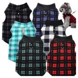 Goaste 6 Pack Fleece Dog Sweaters, Turtleneck Dogs Sweatshirt with Leash Ring, Soft Winter Dogs Clothes, Plaid Dog Outfits Vest for Cats, Assorted Colors (Medium) - Retail: $16