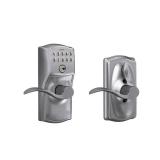 Schlage Camelot Keypad Lock with Lever Handle, Electronic Keyless Door Entry, Flex Lock Auto Lock Option, Satin Chrome, FE595 CAM 626 ACC - Retail: $145