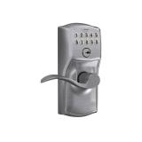 Schlage Camelot Keypad Lock with Lever Handle, Electronic Keyless Door Entry, Flex Lock Auto Lock Option, Satin Chrome, FE595 CAM 626 ACC - Retail: $145