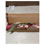 DIYFLORU 5 FT Valentine Garland Valentines Garlands Valentines Day Garlands Pink Floral Garland with Tuilps Heart Berry for Valentine