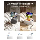 LULULOOK Ultra Fluffy Kindle Pillow Stand for Reading, Lap Tablet Pillow Stand with Snack Bowl & Foldable Arm Compatible with iPad, Phone and 4.7-14.6 Tablet for Book Reading in Bed - Retail: $40