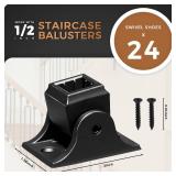 Wrought Iron Baluster Shoes Swivel Shoes Come with Screws Work with 1/2 Inch Square Balusters Adjustable Angles Staircase Application Metal Staircase Balusters Satin Black, GRMIKBU GB07 - Retail: $50