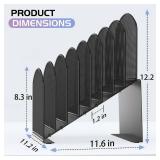 Inclined Desk File Organizer Metal Desk Magazine Folder Holder with 8-Section Vertical Compartments Rack File Organizer for Office, Home, School, Black - Retail: $24
