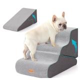Gardner Pet Dog Stairs for Small Dogs 16.5" H, 2 in 1 Transformable 3-Step Pet Stairs and ramp, Dog Steps for Couch (13-20 in) with Durable Non-Slip Waterproof Cover and CertiPUR-US Certified Foam - R