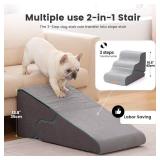 Gardner Pet Dog Stairs for Small Dogs 16.5" H, 2 in 1 Transformable 3-Step Pet Stairs and ramp, Dog Steps for Couch (13-20 in) with Durable Non-Slip Waterproof Cover and CertiPUR-US Certified Foam - R