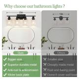 Indoi 4-Light Bathroom Light Fixtures, Matte Black Modern Vanity Lights with Clear Glass Shades, Bathroom Wall Lamp for Mirror Living Room Cabinet Bedroom Porch - Retail: $40