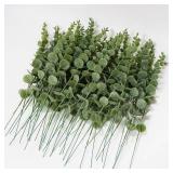VOELIGT Faux Eucalyptus Stems Fake Eucalyptus Leaves Real Touch Artificial Greenery Stems Vase Fillers for Conterpieces Flowers Bouquet Wedding Decorations - Retail: $30