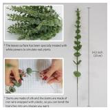VOELIGT Faux Eucalyptus Stems Fake Eucalyptus Leaves Real Touch Artificial Greenery Stems Vase Fillers for Conterpieces Flowers Bouquet Wedding Decorations - Retail: $30