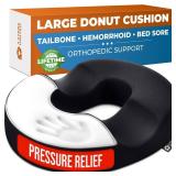 5 STARS UNITED Donut Pillow Hemorrhoid Tailbone Cushion Large Cushion for Pain Relief Coccyx, Prostate, Sciatica, Pelvic Floor, Pressure Sores, Pregnancy, Postpartum Recovery, Black - Retail: $35