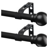 CALCHELE 2 Pack Black Curtain Rods for Windows 28 to 48 inch, 5/8 inch Small Cafe Window Curtain Rods, Short Drapery Rod for Bedroom Kitchen (Size: 30-50 Inch, Matte Black) - Retail: $18