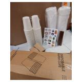 BIBBOO 12 oz Disposable Coffee Cups with Lids, Sleeves and Stirrers 100 Pack, Hot Cups with Lids, Leak-Proof To Go Cups for Hot Chocolate, Cocoa, Office, Coffee Bar Accessories - Retail: $20