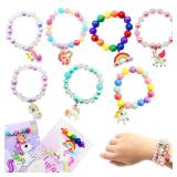 UMEELR 28 Pack Unicorn Rainbow Bracelet, Bead String Bracelet Easter Egg Stuffing Romantic Gifts for Valentine