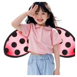 Wakauto Kids Ladybug Costume Wings - Lightweight & Adjustable for Carnival Dress Up, School Play, Birthday Party, Includes Easy Storage Bag Random Color - Retail: $13