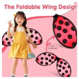Wakauto Kids Ladybug Costume Wings - Lightweight & Adjustable for Carnival Dress Up, School Play, Birthday Party, Includes Easy Storage Bag Random Color - Retail: $13