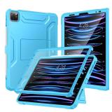 Soke Case for iPad Pro 11 Inch 2022/2021/2020/2018/iPad Air 5th/4th Generation,Built-in Screen Protector - Support 2nd Apple Pencil Charging - Heavy Duty Rugged Protective Kickstand Case - Blue - Reta