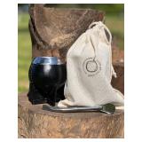 Generic Ceramic Liner Yerba Mate Cup Argentina Gourd with Mate Bombilla Straw (Black), medium