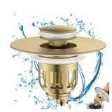 MUAIOLAUS Universal Bathroom Sink Stopper, Pop Up Sink Stopper with Basket Hair Catcher, Anti Clogging Sink Drain Filter for 1.06"-1.65" Drain Holes - Retail: $14