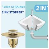 MUAIOLAUS Universal Bathroom Sink Stopper, Pop Up Sink Stopper with Basket Hair Catcher, Anti Clogging Sink Drain Filter for 1.06"-1.65" Drain Holes - Retail: $14