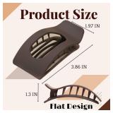 Brown Flat Hair Clips for Women Large Neutral Matte No-Slip Rectangle Claw Clips for Thick & Thin Hair, Strong Hold Square Hair Accessories for Everyday Office or Coffee Look - Retail: $10