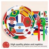 Greencian 96Pcs International World Flags Party Decoration Soccer World Flags Plates and Napkins Football Theme Disposable Tableware Set for Soccer Sports Events Festival Party Supplies Serves 24 - Re