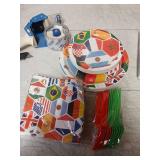Greencian 96Pcs International World Flags Party Decoration Soccer World Flags Plates and Napkins Football Theme Disposable Tableware Set for Soccer Sports Events Festival Party Supplies Serves 24 - Re