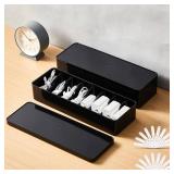 Tatuo 2 Pcs Cable Organizer Box with Wire Ties, Plastic Cord Storage Box with Lid, Electronics Organizer for Home Office Desk Organizers and Accessories (Black) - Retail: $19