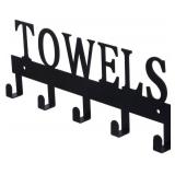 FairyCity Black Metal Towel Holder Wall Mounted Small Coat Racks with 5 Hooks Hanging Holder Towel Rack for Bedroom, Bathroom, Entryway, Dorm Hanging Bag,Coat,Key etc.