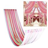 DUOBAO Rainbow Chiffon Wedding Ceiling 10FT Length Photo Background Curtain Decorations with Rod Pocket for Banquet Room Weddings Ceremony Graduation Prom, W 5
