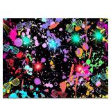 Qian 7x5ft Graffiti Paint Colorful Splatter Photography Backdrop Glow Neon Birthday Party Decoration Photo Props - Retail: $9