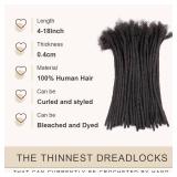 DAIXI 0.4cm and 0.6 0.8cm Thickness 8-18 Inch 70 Strands 100% Real Human Hair Dreadlock Extensions for Man/Women Handmade Permanent loc Extensions Bundles Can Be Dyed Bleached Curled Twisted - Retail: