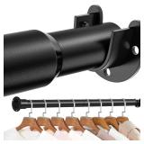 Mavivegue Closet Rod, 17 to 84 Inch Adjustable Closet Rods for Hanging Clothes, Heavy Duty Tension Rod, Black Curtain Rod, for Closet, Wardrobes, Bathroom, Laundry polls only - Retail: $18