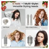 MESCOMB 5-in-1 Hot Air Styler Kit 110,000 RPM Fast-Drying Dryer, Auto-Wrap Curlers, Straightening & Volumizing Brushes All-in-One (Champagne White) - Retail: $73