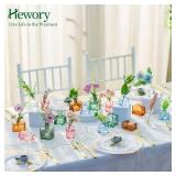 Small Glass Bud Vases for Centerpieces - Hewory 20pcs Colored Sturdy Cute Flower Vases Bulk, Mini Bottle Vase for Wedding Home Decor Birthday Party Events Mother