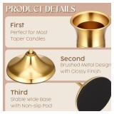 Brass Gold Taper Candle Holders Set, Vintage Metal Candlestick Holders for Table Centerpiece, Wedding Reception, Festive Christmas Mantel Decoration Gold - Retail: $37