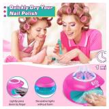 Amagoing Kids Nail Polish Set for Girls, Girls Nail Kit Ages 7-12 with Nail Dryer, Quick-Dry Nail Polish, Nail Art Pens, Cartoon Press on Nail, Makeup Bag, Spa Manicures Birthday Christmas Gift Toy - 