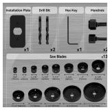 KATA Hole Saw Kit, 18 Pieces Hole Saw Set with 3/4"-5"(19-127mm) Saw Blade, 2 Mandrels, 2 Drill Bits, 1 Installation Plate, 1 Hex Key with Case, Ideal for Soft Wood, Plywood, Drywall, PVC - Retail: $1