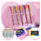 JOYIN 28Pcs Valentines Multicolor Pen with Cards, Stationery Gift Set for Kids, Retractable Colorful Pen with Tapes for Classroom School Exchange Gift, Kids Party Favors, Reward Prizes - Retail: $20