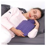 Samply Hot Water Bottle with Knitted Cover, 2L Hot Water Bag for Hot and Cold Compress, Hand Feet Warmer, Ideal for Menstrual Cramps, Neck and Shoulder Pain Relief, Purple - Retail: $10