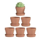Fcacti 6 Pack Terra Cotta Pots with Saucer, 4.5 Inch Clay Planters for Indoor/Outdoor Plants, Drainage Hole, Succulent, Cactus, Flower Pots - Retail: $23
