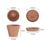Fcacti 6 Pack Terra Cotta Pots with Saucer, 4.5 Inch Clay Planters for Indoor/Outdoor Plants, Drainage Hole, Succulent, Cactus, Flower Pots - Retail: $23